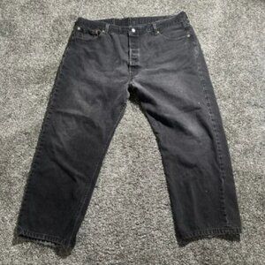 Vintage Levis 501 Jeans Mens Black 40x28 Denim Straight Leg Distressed USA Skate